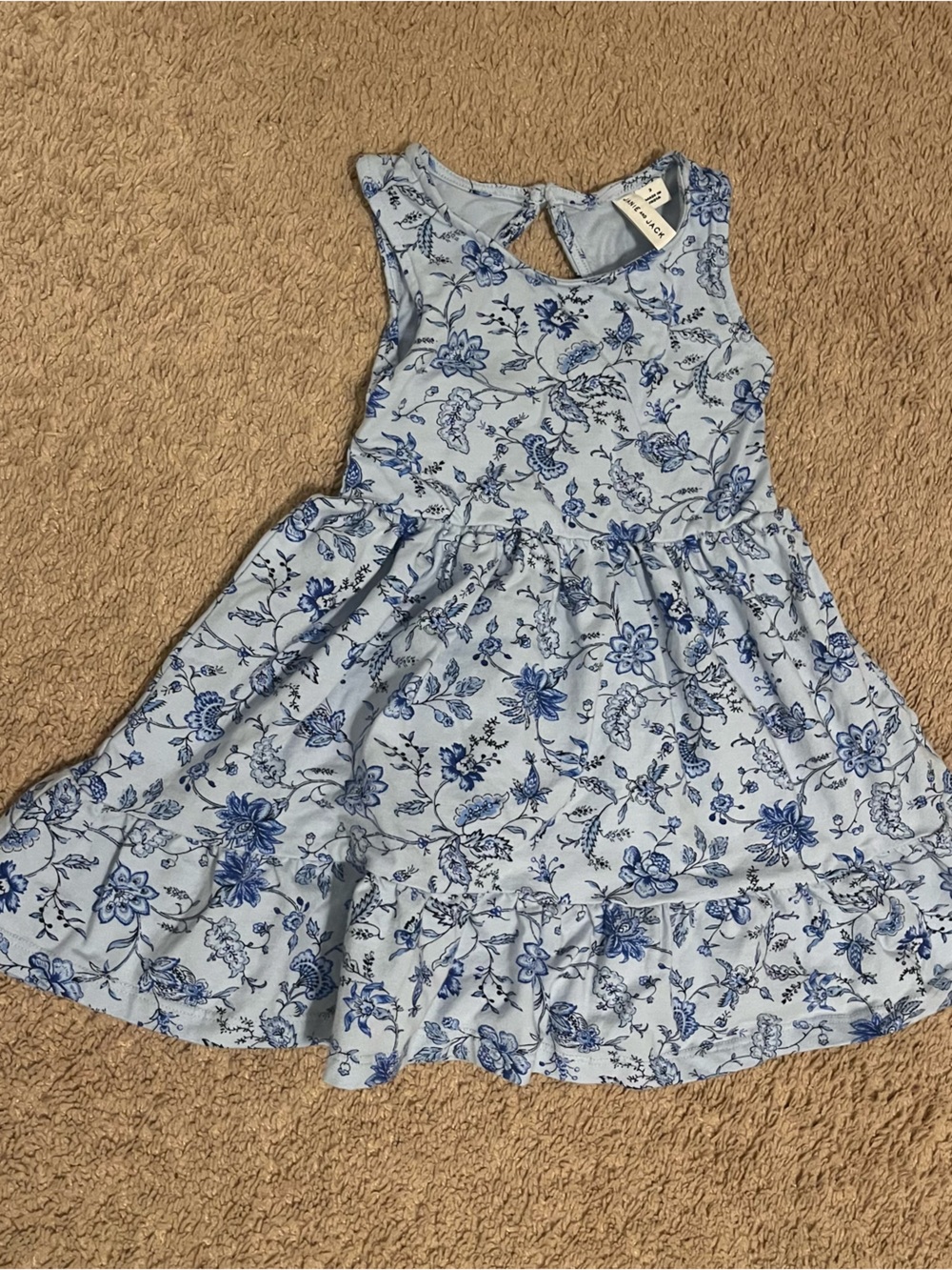 Janie and Jack Light Blue Floral Dress with Blue Print